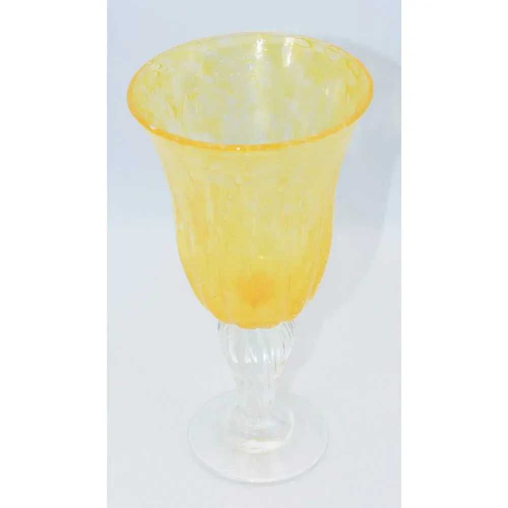 Val De Pome Christophe Saba Biot Seeded Yellow Wine/Water Stemware Goblet France